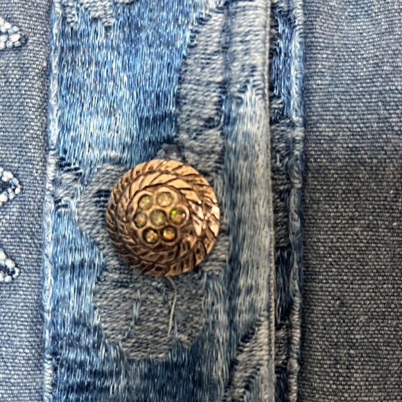 Flashback  Vintage  Denim embroidered Jacket sz M 100% Cotton - Picture 3 of 15